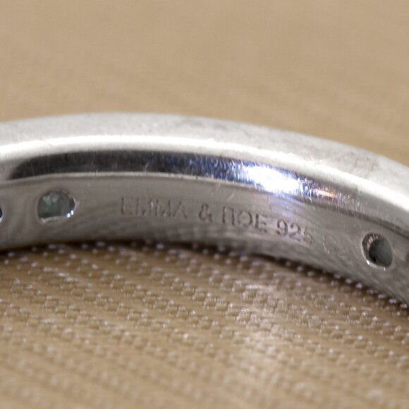 Sky Blue Sparkly CZ 925 Sterling Silver Band Ring, Stacking Band Ring, Size 5.5 - Picture 9 of 9